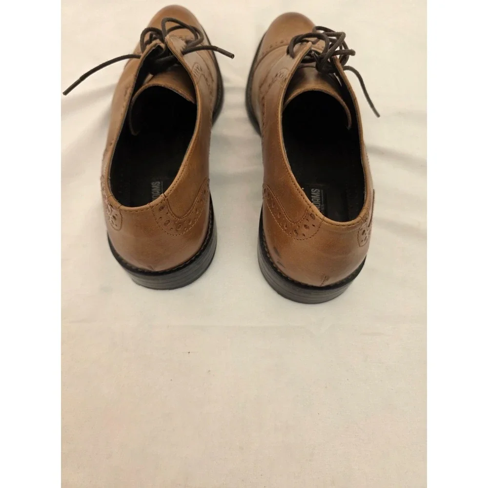 Stacy Adams Mens 10 M Tan Brown Leather Cap Toe Brogue Oxford Dress Shoes 24858